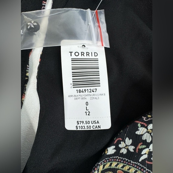 NWT Torrid Black Chiffon Floral Paisley Lined Mini Dress Size L 12 - Picture 11 of 12